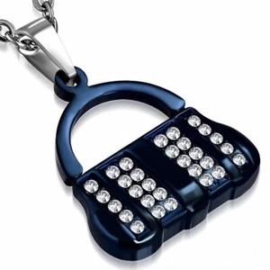 Lady Handbag Pendant In Stainless Steel With 2 Tone Color Paved - Picture 1 of 1