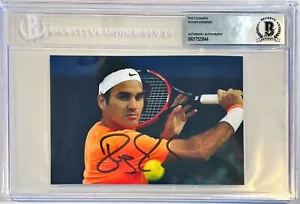 Roger Federer 8x Wimbledon Champion Signed Auto 4x6 Photo BAS Beckett (B) - Picture 1 of 1