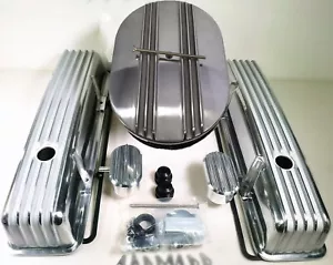 Nostalgic Chevy SBC 283 350 327 Short Polished 12" Aluminum Engine Dress Up Kit - Foto 1 di 7