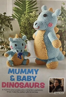 Crochet Pattern Mummy Dinosaur and Baby Amigurumi Toy - Image 1 of 2