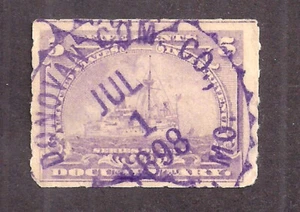 R167 5c Battleship July 1 1898 "Donovan Com CO" Sound First Day Cancel (DR12) - Picture 1 of 1