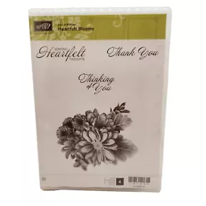 Stampin Up Heartfelt Blooms Cling Stamp Set Unmounted Thank You Thinking of You - Picture 1 of 4