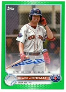 Red Sox Blaze Jordan Rookie autógrafo automático #46/99 verde 2022 Topps Pro debut 115 - Imagen 1 de 2