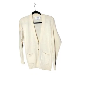 Pringle of Scotland Women's Vintage Ivory Wool Blend Dad Cardigan Sweater Size M - Picture 1 of 6