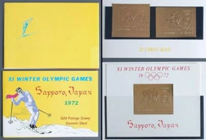 RAS AL KHAIMA 1972 OLIMPICHE, XF NUOVO DI ZECCA/** Opuscoli Imperf+Perf ORO Lamina, 23 carati - Foto 1 di 5