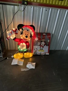 Disney Mickey Mouse w/ Candy Cane 36" Lighted Iridescent Display Small Stain - Picture 1 of 24