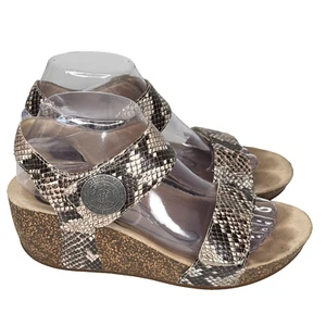 Abeo B.I.O. System Wedge Sandal Womens Size 8 Snakeskin Leather Una Neutral - Picture 1 of 9