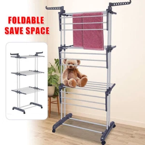 Portable Heavy Duty Clothes Airer Laundry Garment Hanger Folding Horse Rack - Picture 1 of 24