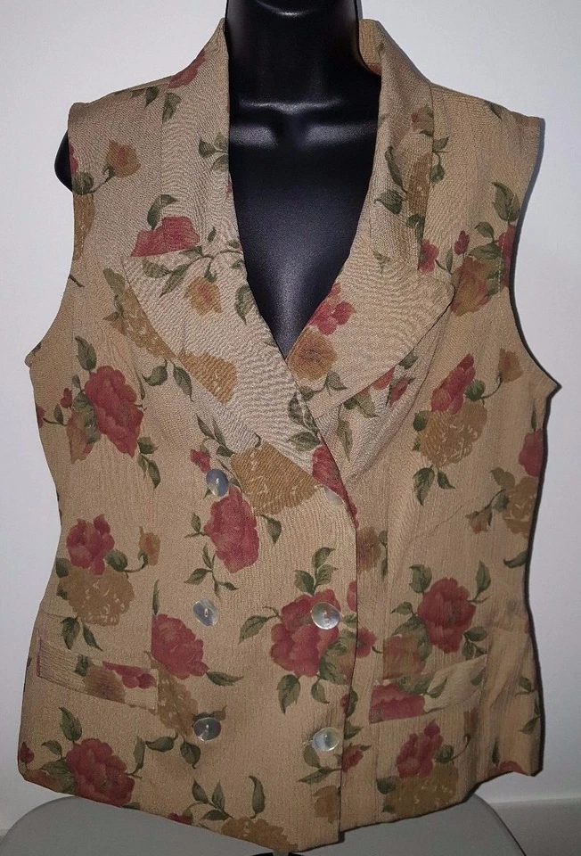 Miss Dorby 女式衬衫上衣 18 码棕色勃艮第绿色花卉 — 第 1/4 张图片