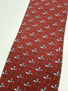 Cravatta uomo cravatta CACTIES marrone lazo cappello cowboy stampa 100% seta western - Foto 1 di 3