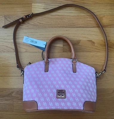 Dooney & Bourke Handbag Charlie Satchel Canvas Crossbody Signature Logo Fabric - Image 1 of 4