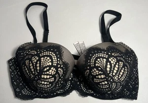 Sujetador para mujer Victorias Secret talla 34DD Dream Angels forrado Demi negro tostado encaje - Imagen 1 de 5