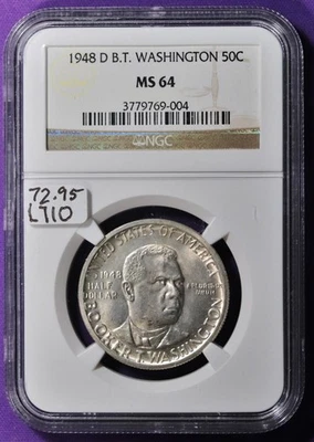 1948-d Booker T. Washington Half.  In NGC Holder.  MS64.  L710 - Image 1 of 2