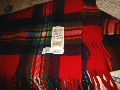 Vintage Gitana La Aurora Jose Martinez Reina 100% Wool Red Plaid Throw 56"Lx50"W - Image 1 of 4