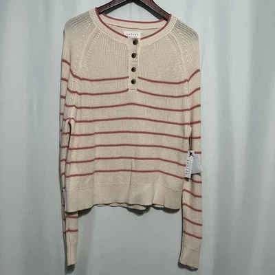 Suéter tejido Velvet by Graham & Spencer Kierra Henley en crudo y rosa talla grande Foto 1 de 4