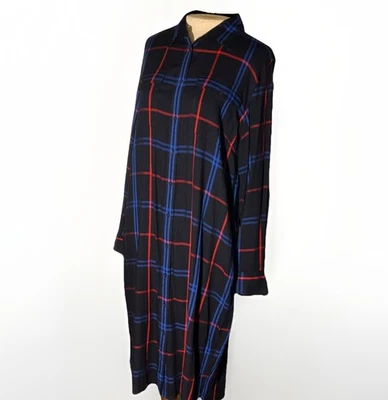 Vestido camisero a cuadros azul rojo negro talla 16 midi de Lauren Ralph Lauren para mujer Foto 1 de 4