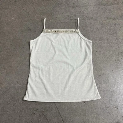 Zoë LTD Sequin Beaded Lace Cream Cami Tank Top Gold Shimmer (Girls Size 10) - Image 1 of 4