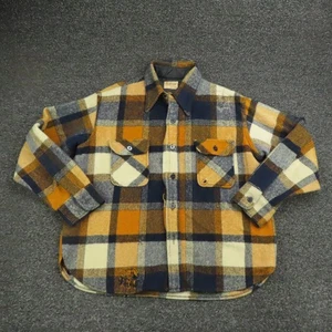 Vintage Fox Knapp Shirt Mens XL Plaid Wool Flannel Distressed 60s Shacket - Picture 1 of 12