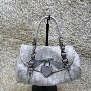 Mini Bolso de Hombro Christian Dior Trotter Romántico Corazón Dije Gris USADO A1123 - Imagen 1 de 14