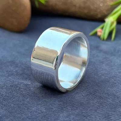 Solid 925 Sterling Silver Wide Band and Statement Boho Smooth Thick Ring - Image 1 of 4