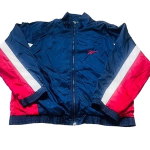 Reebok 90's Blue White Red Zip Up Windbreaker Jacket Fits Med - Picture 1 of 4