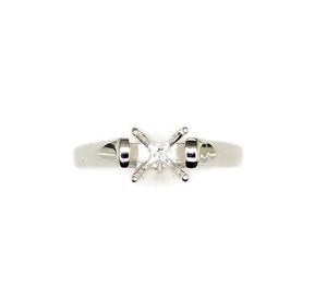 Round Solitaire High Set Four Prong Sterling Silver Ring Setting - Picture 1 of 3