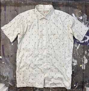 Men's Regular Fit Beige Cotton Short Sleeve Shirt Size S - Picture 1 of 4