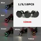 12mm Mini Metal Momentary Switch 12V LED Round Push Button Black With/out Wire