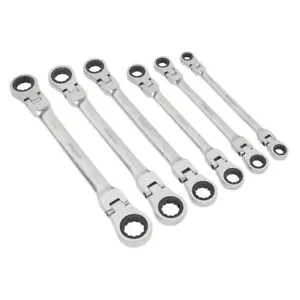 Sealey Siegen Flexi-Head Double End Ratchet Ring Spanner Set 6pc S0806 - Picture 1 of 1