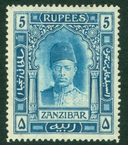 SG 238 Sansibar 1908-09. 5r stahlblau. Leicht montiert postfrische KATZE 95£ - Bild 1 von 1