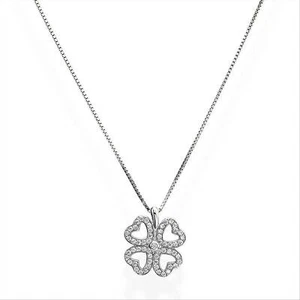 Collana Donna AMEN CLPSQBZ in Argento 925 Rodiato con Quadrifoglio Zirconato - Imagen 1 de 3