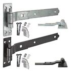 Gate Garage Hinges HEAVY Hook Band Cranked Stable Shed Barn Door +Fixings