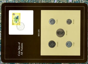 Kursmünzensätze aller Nationen Belize mit Karte 1980-1987 UNC 50 Cent 1980 25 Cent 1987 - Bild 1 von 2