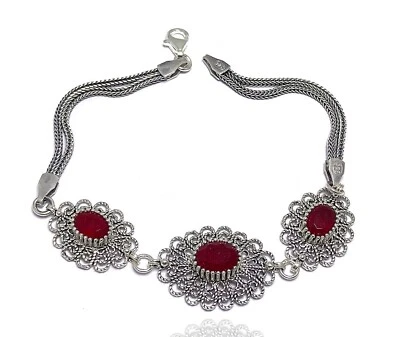 Handmade Filigree Bracelet Jewelry Made of Sterling Silver, Authentic Bracelet - Image 1 of 2