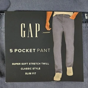Neu mit Etikett Gap Herren 40 x 32 superweiche Stretch-Twill 5-Pocket-Hose schmale Passform blau $ 79 - Bild 1 von 4
