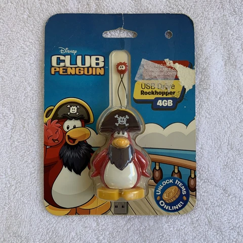 RARE Disney Club Penguin USB Rockhopper 4GB +  Coin Cover