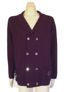 Cardigan Jacket Wmn Sz 14 - 16 Double Breasted Front Pockets Acrylic Dark Purple - Imagen 1 de 9