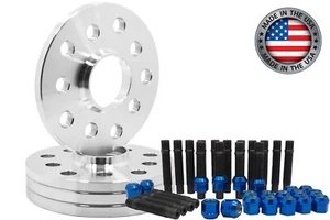 BMW 12mm & 17mm Wheel Spacers Plus Stud Conversion & Blue Lug Nuts Kit  - Picture 1 of 4