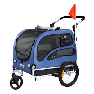 Folding Dog Bike Trailer 100 lbs 2-in-1 Pet Stroller Cart Bicycle Carrier - Picture 1 of 11