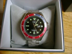 TIMEX QUARTZ DIVER STYLE , RED /BLUE ROTATE BEZEL,CASE SIZE 44 MM - Picture 1 of 6