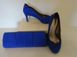 JACQUES VERT PLEAT DETAIL SHOES AND MATCHING BAG -BLUE /BLACK SIZE 6 -NEW - Picture 1 of 1