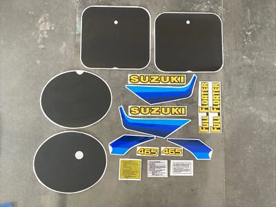 Juego completo de calcomanías/kit de pegatinas para Suzuki 1982 RM465 con fondos (NEGRO) Foto 1 de 4