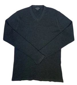Banana Republic Mens Size M 100% Extra Fine Merino Wool Gray V-Neck Knit Sweater - Bild 1 von 9