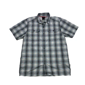 The North Face Shirt Pine Knot Woven Mens Size M Gray Blue Plaid Short Sleeve - Picture 1 of 10
