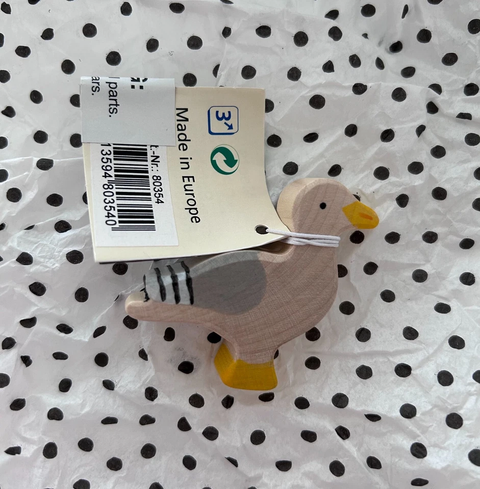 Wooden Handcarved Waldorf Toy Bird, Wood Seagull, Holztiger 80354 New With Tag - Image 1 of 1