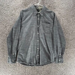 Volcom Shirt Mens Medium Gray Long Sleeve Button Up Casual 100% Cotton Adult - Picture 1 of 9