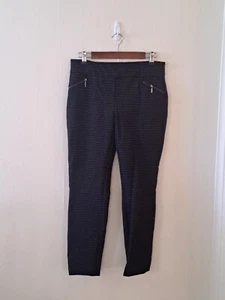 Adrienne Vittadini gerade Damenhose 8 schwarz kariert vorne flach mittlere Leibhöhe - Bild 1 von 6