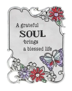 Ganz Easel Plaque/Figurine "A Grateful Soul Brings Blessed Life" Butterfly - Picture 1 of 3