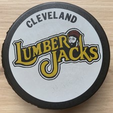 Cleveland Lumberjacks IHL Hockey Puck Ohio Minor Defunct League Team 