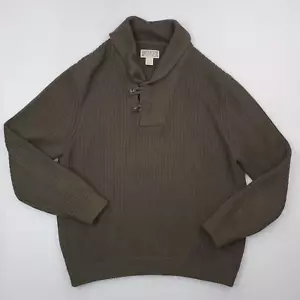 Duluth Trading Sweater Mens 2XL Green High Neck Infantry Wool Blend Shawl Collar - Picture 1 of 12